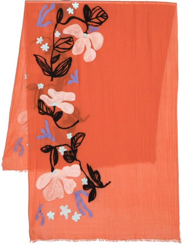 Paul Smith Sjaal met bloemenprint Oranje