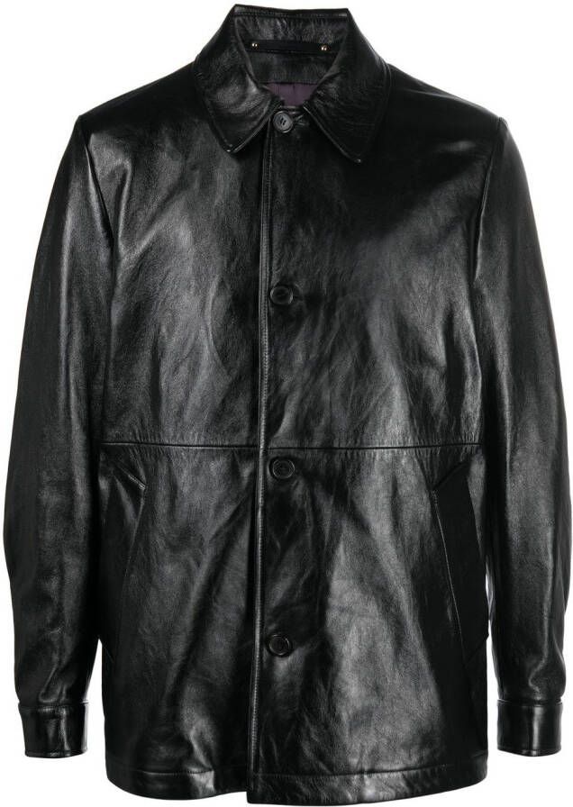 Paul Smith Leren jack Zwart