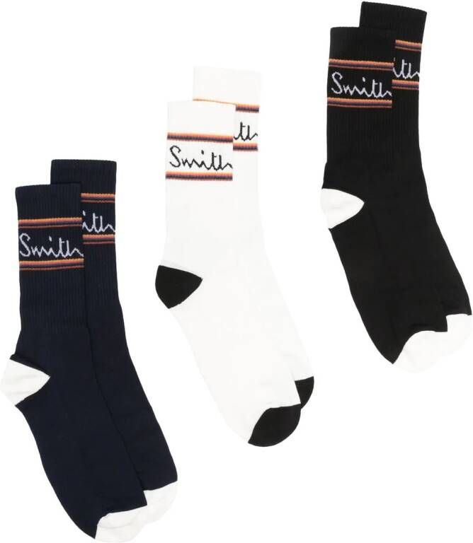 Paul Smith Set van drie paar sokken met logo Blauw