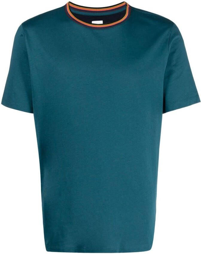 Paul Smith T-shirt met gestreepte kraag Blauw