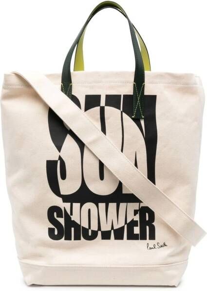 Paul Smith Sun Shower shopper met print Beige