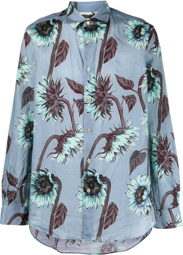Paul Smith T-shirt met bloemenprint Blauw