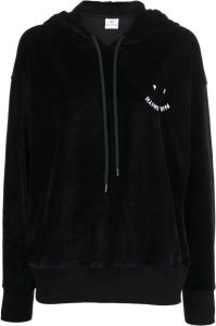 Paul Smith velvet-effect drawstring hoodie Zwart