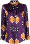 PAULA Blouse met grafische print Paars - Thumbnail 1
