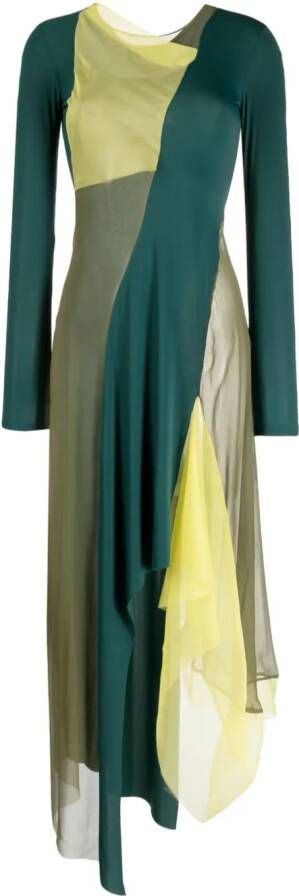Paula Canovas del Vas colour-block panelled midi dress Groen