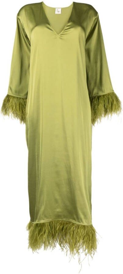 PAULA Maxi-jurk met veren Groen