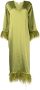 PAULA Maxi-jurk met veren Groen - Thumbnail 1