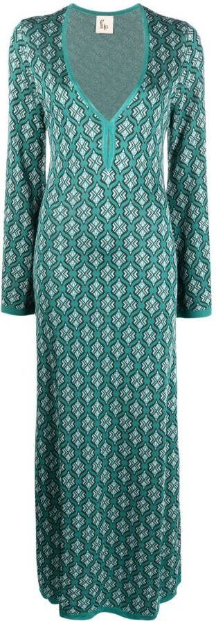 PAULA Jurk met jacquard Groen