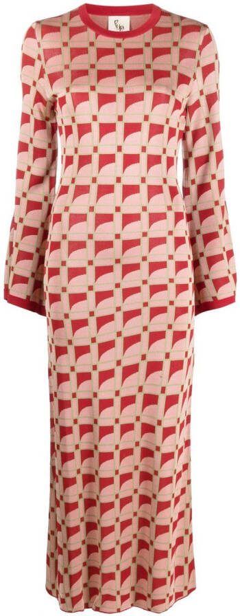 PAULA Jurk met jacquard Roze