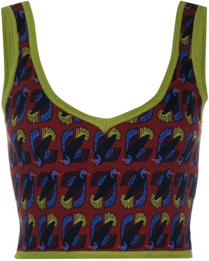 PAULA Top met monogram patroon Rood