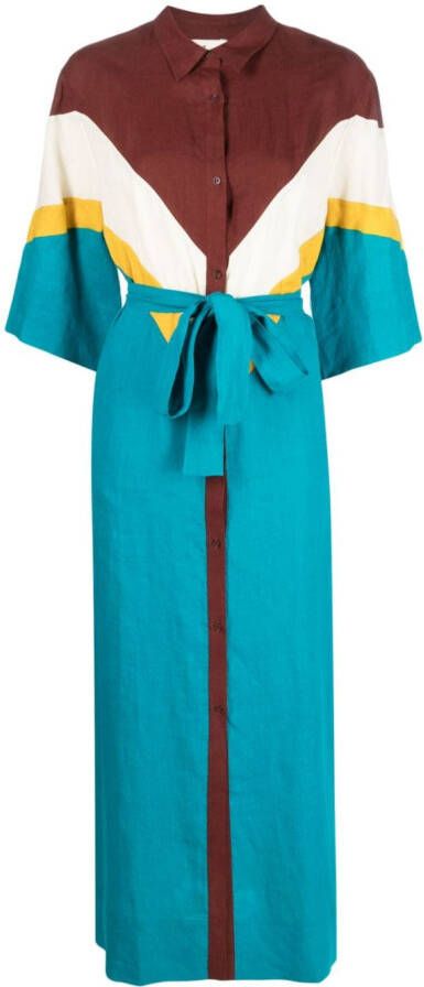 PAULA Maxi-jurk met vlakken Blauw