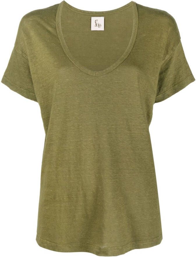 PAULA T-shirt met U-hals Groen