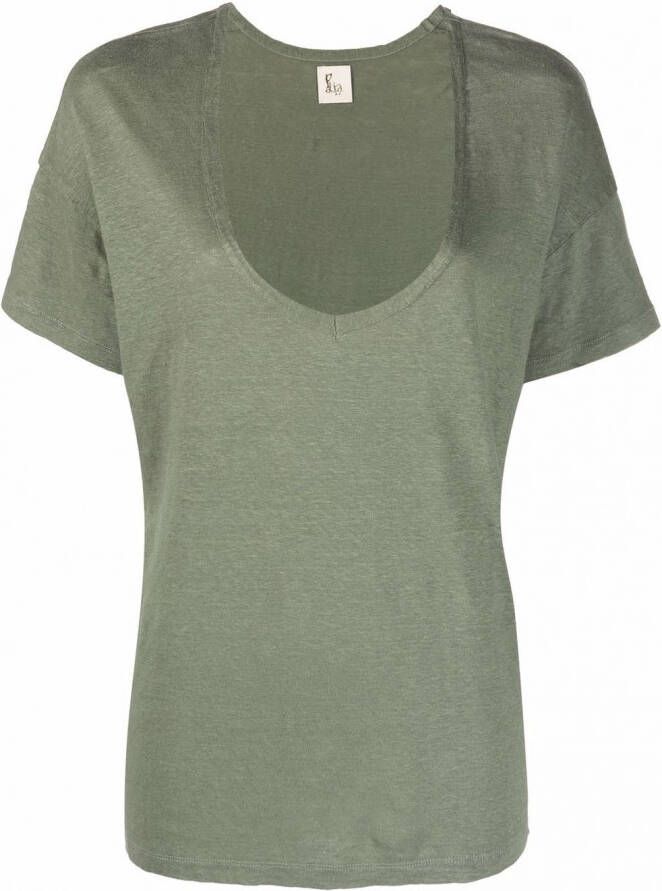 PAULA T-shirt met U-hals Groen