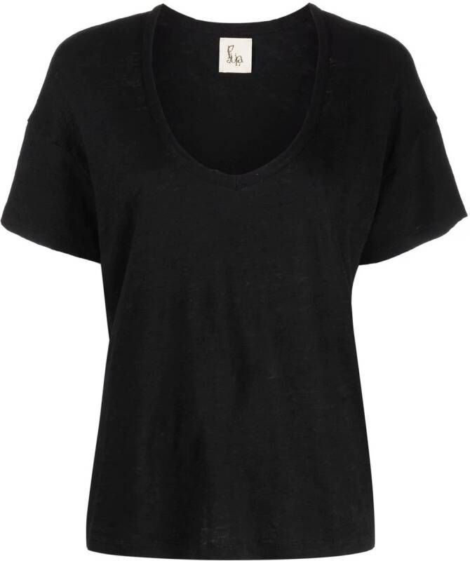 PAULA T-shirt met U-hals Zwart