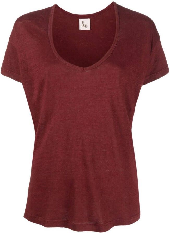 PAULA T-shirt met U-hals Bruin