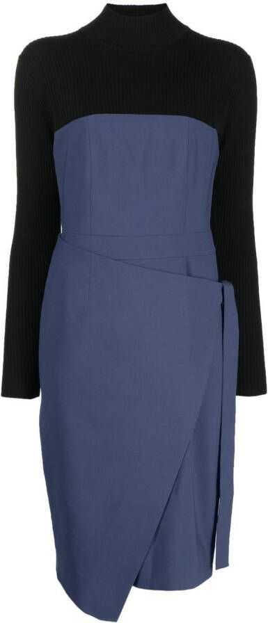 Paule Ka Midi-jurk met contrasterend vlak Blauw