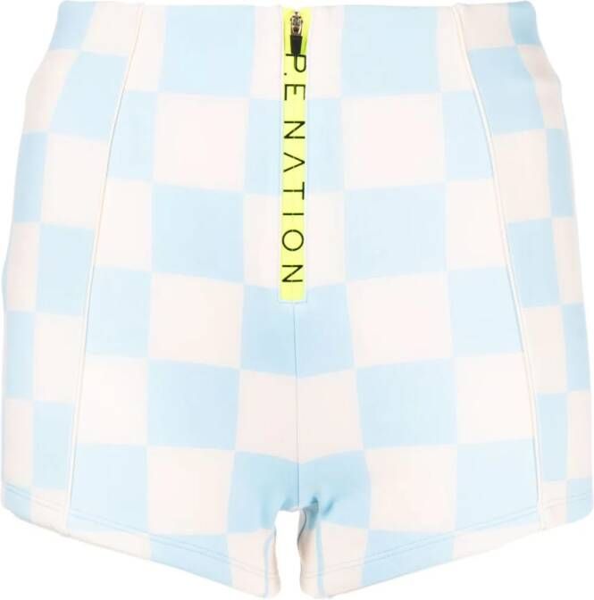 P.E Nation Geruite shorts Blauw