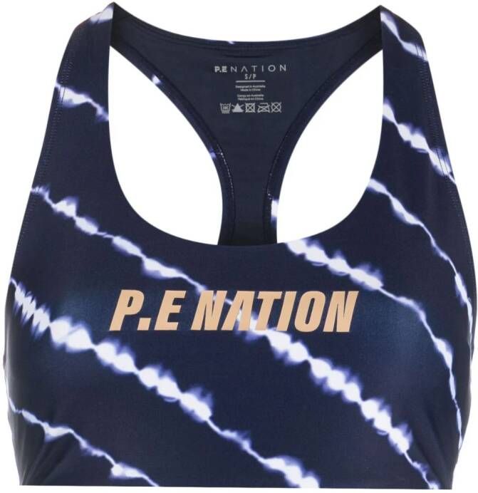 P.E Nation Sport-bh met tie-dye print Blauw