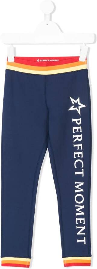 Perfect Mo t Kids logo print leggings Blauw
