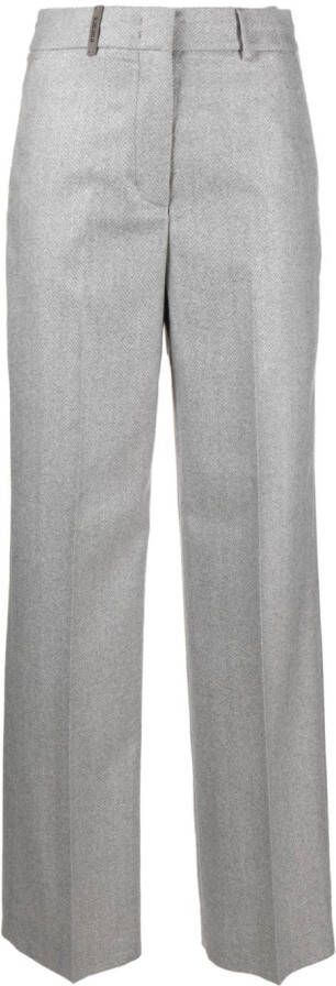 Peserico Broek met visgraatpatroon Grijs