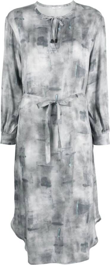 Peserico Midi-jurk met abstracte print Grijs