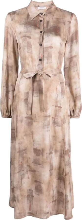Peserico Midi-jurk met ceintuur Beige