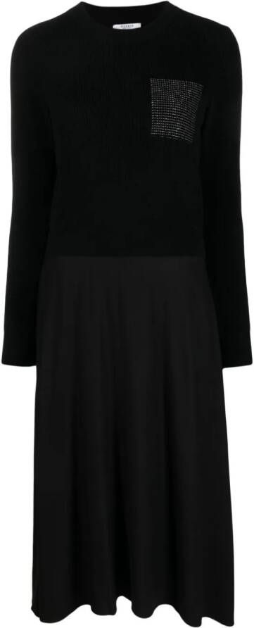 Peserico Midi-jurk met contrasterend stiksel Zwart