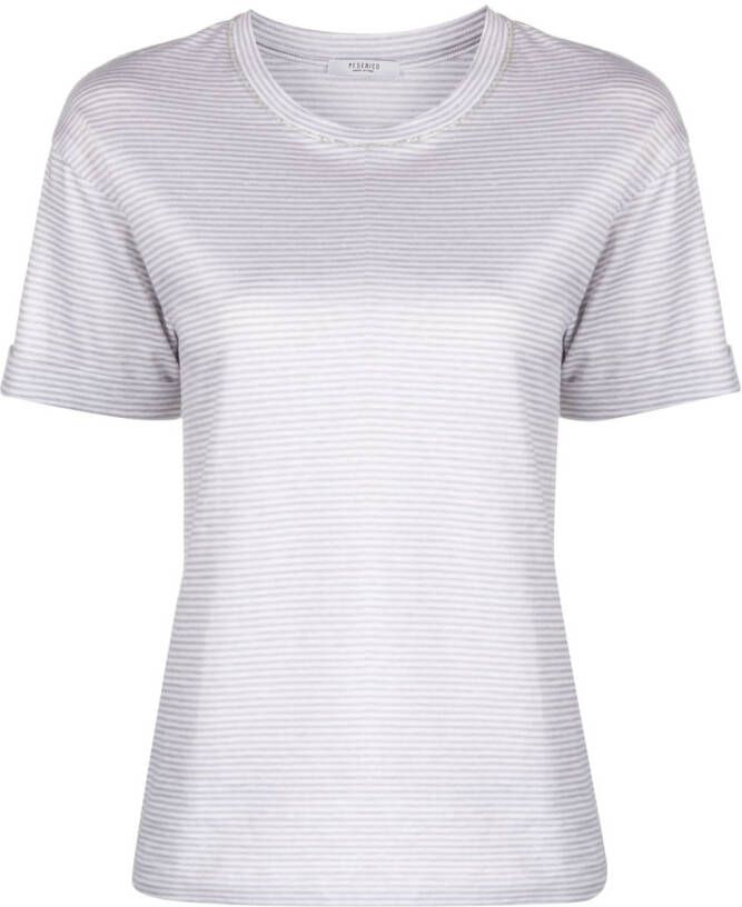 Peserico Gestreept T-shirt Grijs