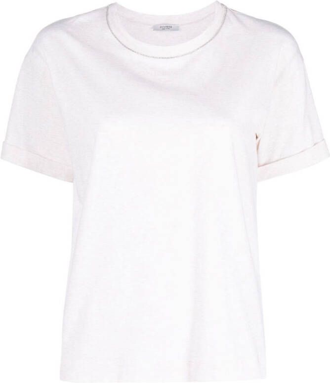 Peserico T-shirt met kettingdetail Beige