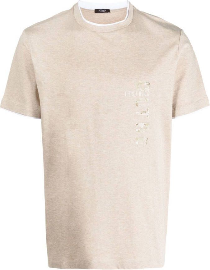 Peserico T-shirt met logoprint Beige