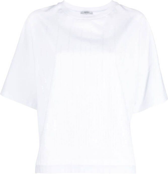 Peserico T-shirt verfraaid met pailletten Wit