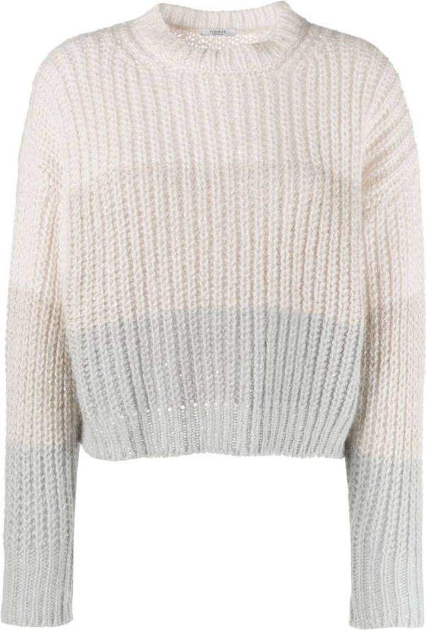 Peserico Trui met colourblocking Bruin