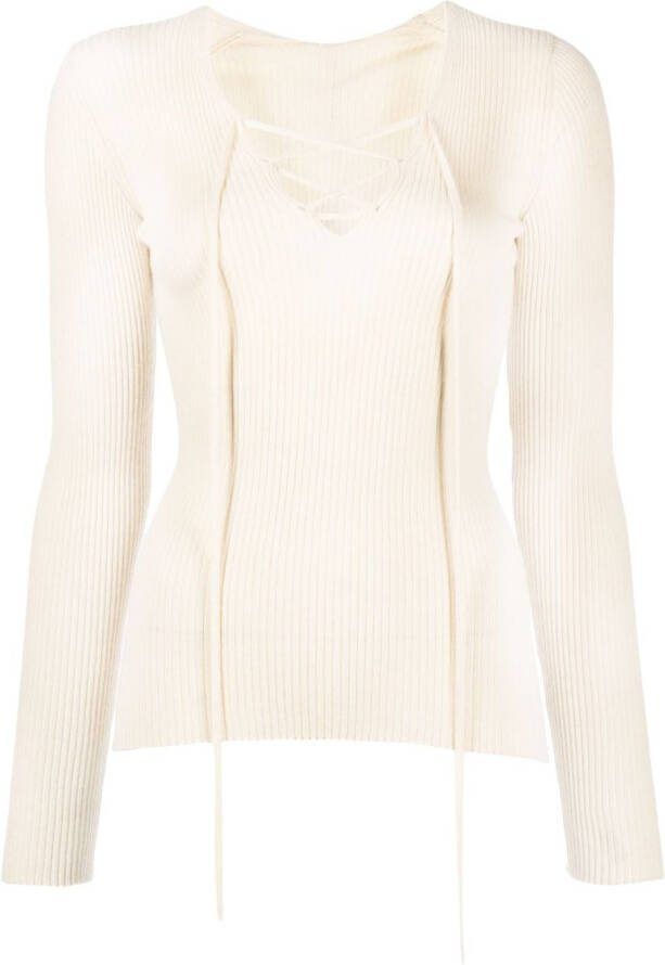 Petar Petrov Top met gestrikte voorkant Beige