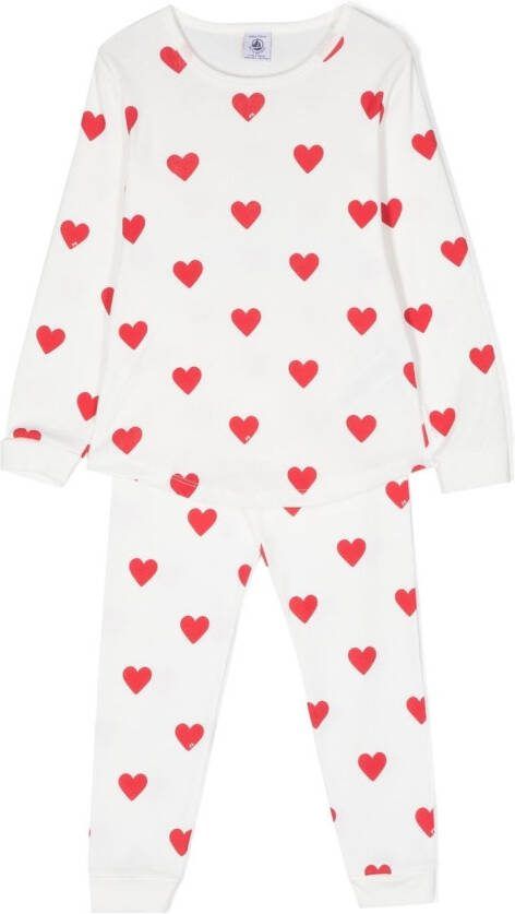 Petit Bateau Pyjama met hartprint Wit