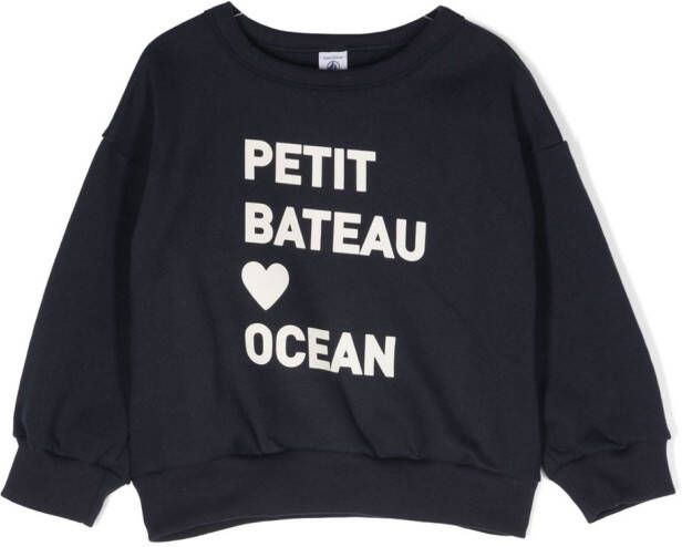 Petit Bateau Sweater met tekst Blauw