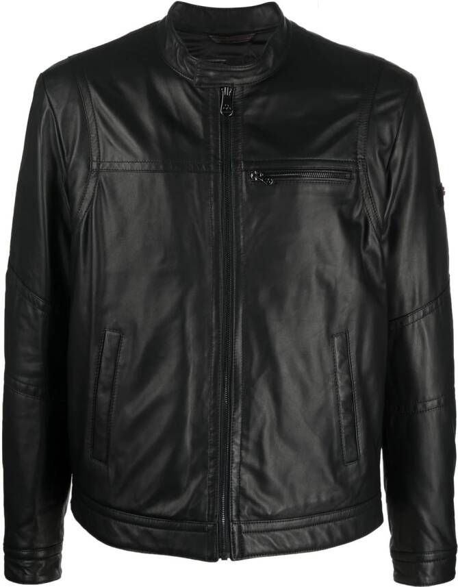 Peuterey Bikerjack met logopatch Zwart