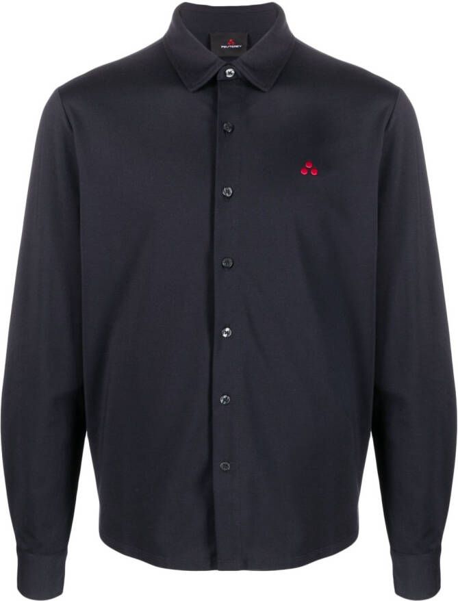 Peuterey Overhemd met geborduurd logo Blauw