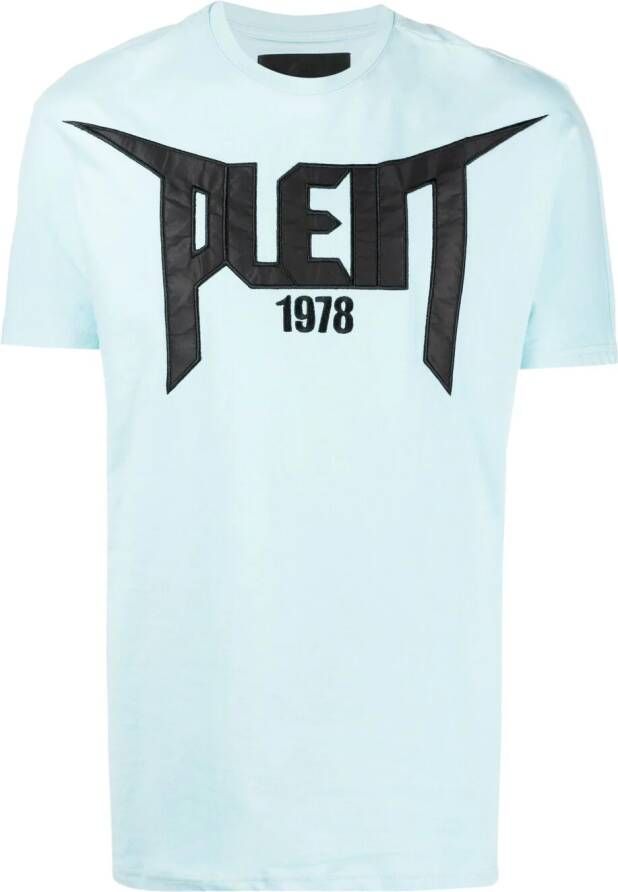 Philipp Plein 1978 T-shirt met logopatch Blauw