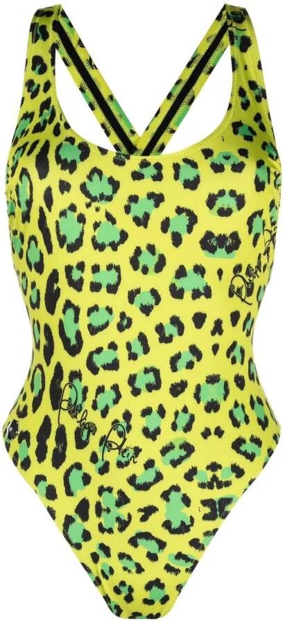 Philipp Plein Badpak met luipaardprint Groen