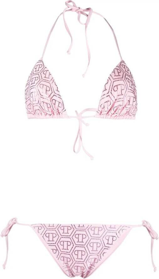 Philipp Plein Bikini met monogramprint Roze