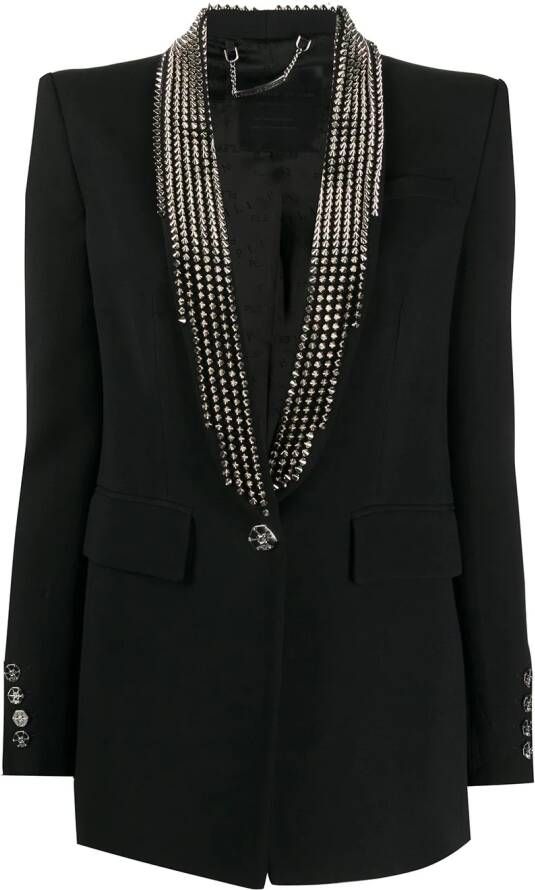 Philipp Plein Blazer met spikes Zwart