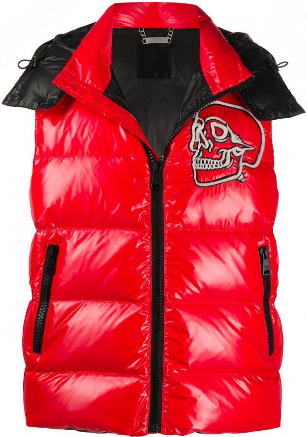 Philipp Plein Bodywarmer met doodskop Rood