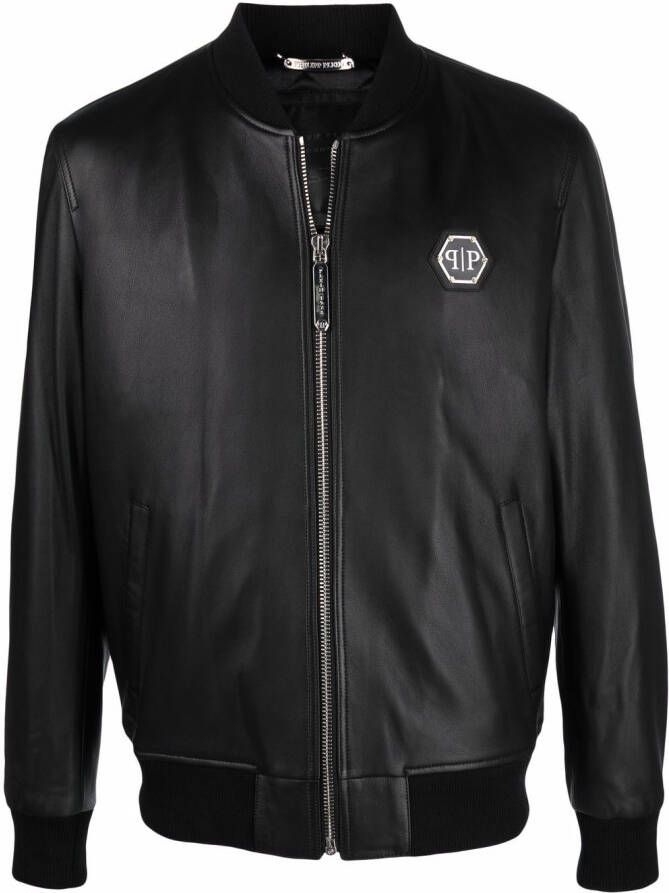 Philipp Plein Bomberjack met logo Zwart