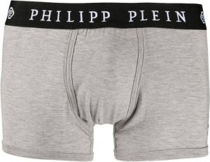 Philipp Plein Boxershorts met geborduurde doodskop Grijs