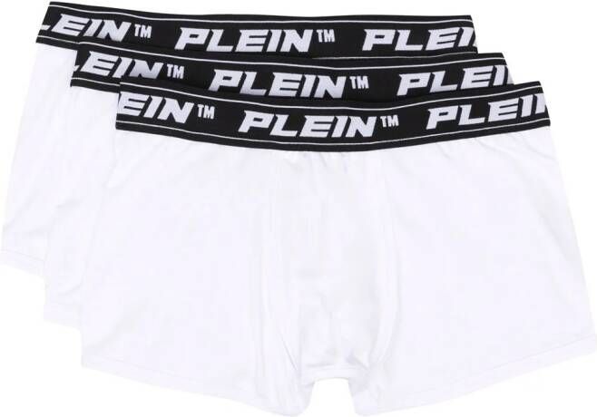 Philipp Plein Boxershorts met logoband (set van 3) Wit