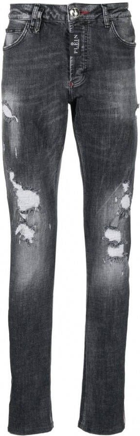 Philipp Plein Jeans met krokodillenleer-reliëf Grijs