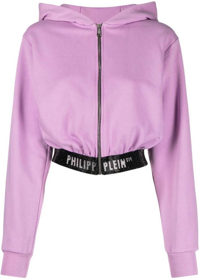 Philipp Plein Cropped hoodie Paars
