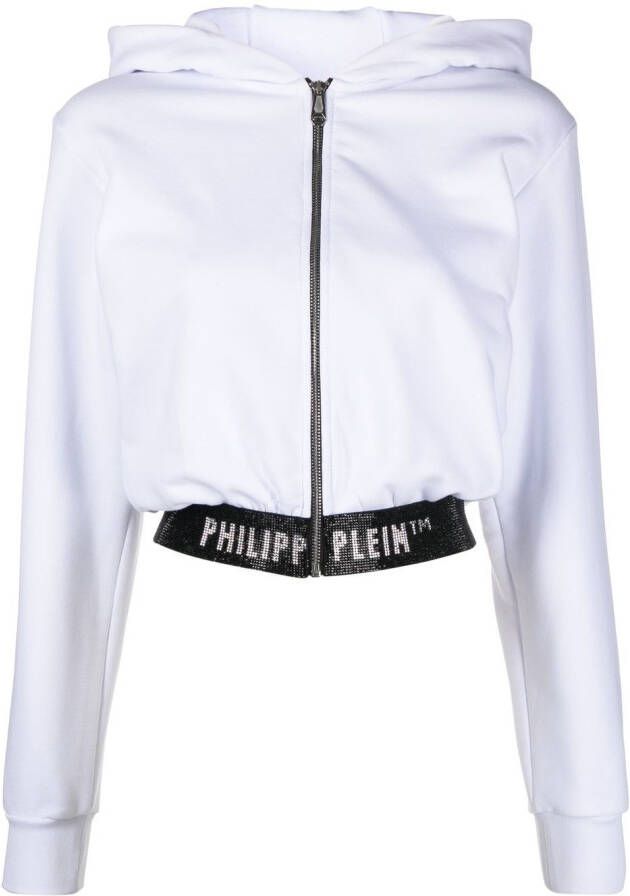 Philipp Plein Cropped hoodie Wit