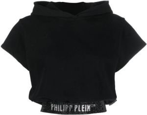 Philipp Plein Cropped hoodie Zwart