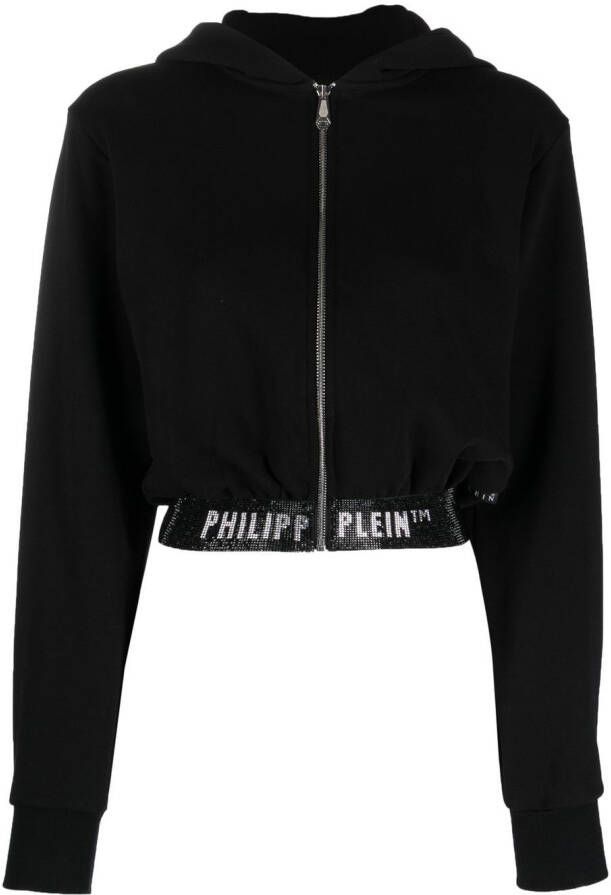 Philipp Plein Cropped hoodie Zwart